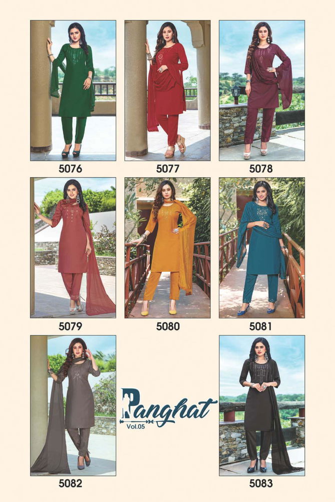 PANGHAT VOL 05 Latest Fancy Designer Stylish Festive Wear Chinnon Silk Readymade Salwar Suit Collection